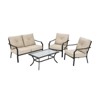 Tangkula 4 PCS Patio Furniture Set Outdoor Sectional Conversation Set w/Coffee Table & Cushions - 4 of 4