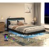 KWPZQEB Queen Floating Bed Frame with Smart LED Lights and Charging Station - Modern Wood Platform Bed W/Storage Headboard, Steel Slats Support - 3 of 4