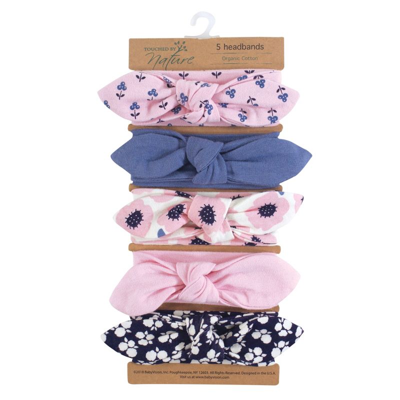 Touched by Nature Baby Girl Organic Cotton Headbands 5pk, Blossoms, 0-24 Months, 2 of 3