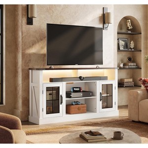GALAXHERO Farmhouse TV Stand for 65 Inch TV, with LED Lights, Storage Cabinets & Adjustable Shelves for Living Room or Home Theater - 1 of 4