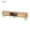 Boho TV Stand for 80 Inch TVs, Rattan Entertainment Center with Storage Cabinets and Drawer, Modern Console with Solid Legs-The Pop Home - 4 of 4