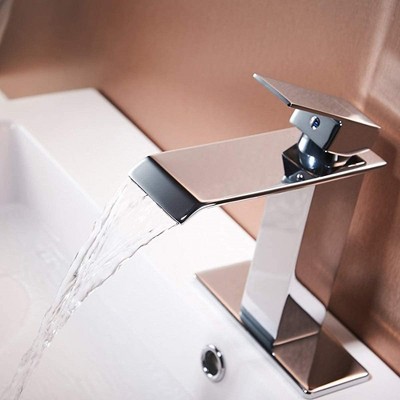 Polished Chrome Single-Handle Waterfall Bathroom Faucet