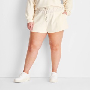 Women's High-Rise Sporty Fashion Shorts - Future Collective Cream - 1 of 3