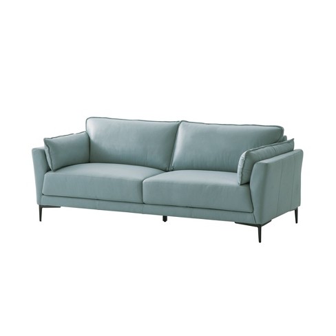 Baby blue leather couch hotsell