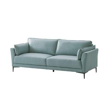 89" Mesut Sofa Light Blue Top Grain Leather & Black Finish - Acme Furniture