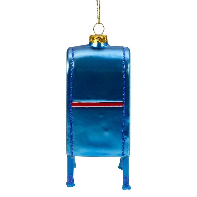 Northlight 4.5" Shiny Blue Glittered Express Mail USPS Mailbox Glass Christmas Ornament, 4 of 6