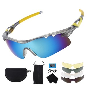 Unique Bargains Motorcycle Riding Goggles PC Tri-acetel for Outdoor Sports Dirt Bike ATV Silver Tone Lens Transparent Gray Frame 1Set - 1 of 4