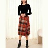 Women's Plaid Wool Midi Skirt - Fringed A-Line Wrap Style for Fall & Winter Orange - 4 of 4