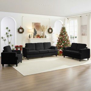 Mjkone 82" Width 3 Piece Living Room Sofa Set, 3 Seat Sofa and Loveseat Sets with Armchair, Modular Sectional Couch Furniture Sets - 1 of 4