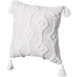 16" Handwoven Cotton Throw Pillow Cover with White Tufted Patterns and Tassel Corners