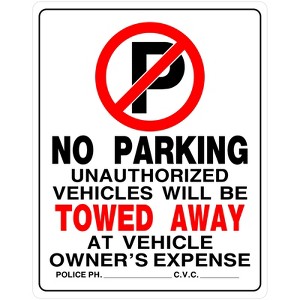 Hillman English White No Parking Sign 19 in. H X 15 in. W - Case of 6 - 1 of 1
