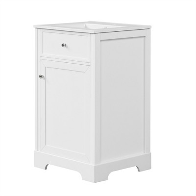 Vynxaria 20" White Bathroom Storage Cabinet with Sink and Adjustable Shelving