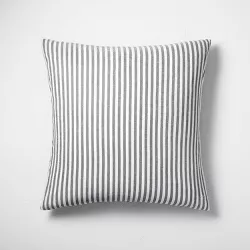 Euro Heavyweight Linen Blend Stripe Pillow Sham Dark Gray - Casaluna™