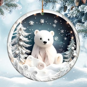 2025 Polar Bear Christmas Ornament – White Winter Wonderland Ornament– Dated Ornament 2025 - 1 of 4