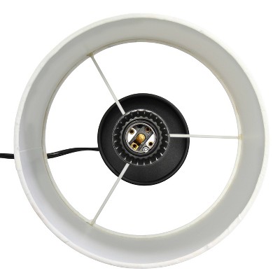 Black Hammered Metal Table Lamp with USB Port and White Shade