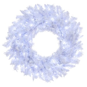 Vickerman Flocked White Artificial Wreath - 1 of 4