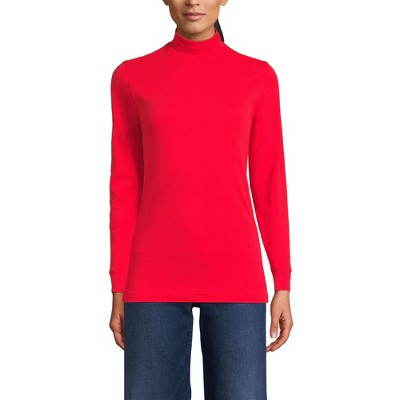 Lands' End Women's Relaxed Cotton Long Sleeve Mock Turtleneck