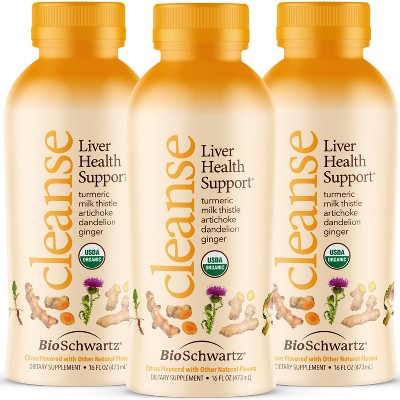 BioSchwartz Cleanse Liver Health Support, Organic Liver Cleanse Detox & Repair Supplement with Turmeric, Ginger, Milk Thistle, Citrus Flavor, 16 fl oz