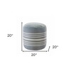 HomeRoots 20" Blue Polyester Round Striped Indoor Outdoor Pouf Ottoman - 3 of 4