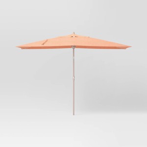 6'x10' Rectangular Outdoor Patio Market Umbrella with Faux Wood Pole - Threshold™ - 1 of 4