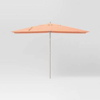  6'x10' Rectangular Outdoor Patio Market Umbrella with Light Wood Pole - Threshold™