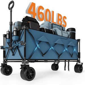 Collapsible Utility Wagon Cart with All Terrain Wheels, Heavy Duty Foldable Beach Wagon, 460 Lb Capacity, 350 L, Portable Shopping Cart - 1 of 4