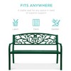 Best Choice Products Outdoor Steel Bench Garden Patio Porch Furniture w/ Floral Design Backrest - 3 of 4