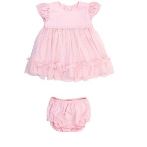 RuffleButts Toddler Girls Dotted Tulle Dress & RuffleButt Set - 1 of 4