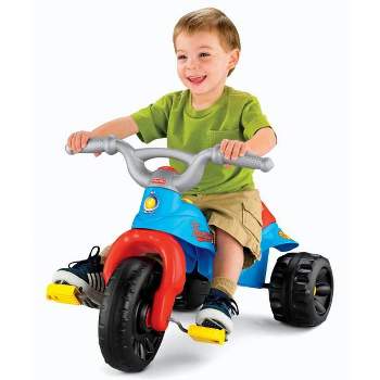 Fisher-Price Tough Trike Toddler Bike with Handlebar Grips and Storage Compartment, Outdoor Ride On Toy for Preschool Kids