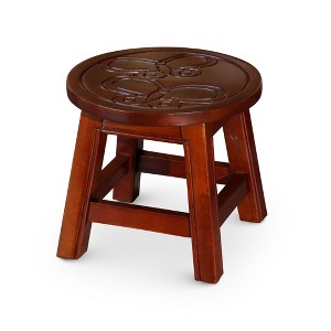 FURNIinspire Ottomans And Benches Carved Wooden Step Stool Fun Designs Premium Rubberwood Versatile Use, Butterflies Style, Red, 11.00"*11.00"*10.00" - 1 of 4
