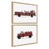 Kate and Laurel Sylvie Red Vintage Toy Fire Engine and Red Vintage Toy Water Truck Framed Canvas Art Set by Saint and Sailor Studios - 2 of 4