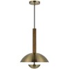 Cal Lighting Lakeland 15W Intergrated Dimmable Led Metal/Rubber Wood Pendant Light with Half Domed Metal Shade - 4 of 4