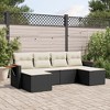 vidaXL 6 Piece Patio Sofa Set with Cushions Black Poly Rattan - Black and Cream - 2 of 4