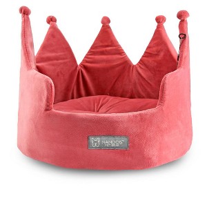 NANDOG Crown Bed Micro-Plush Bling Collection Dog & Cat Bed - Pink - 1 of 4