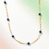 Pure Collection by Ross-Simons 3.50 ct. t.w. Sapphire Bead Station Paper Clip Link Necklace in 14kt Yellow Gold - 3 of 4