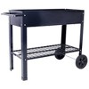 Products Elevated Mobile Raised Ergonomic Metal Planter Garden Bed for Backyard, Patio w/Wheels, Lower Shelf, black - image 3 of 4