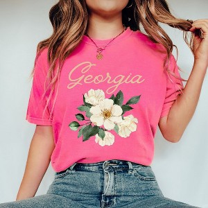 Simply Sage Market Women's Georgia Flower Colorful Short Sleeve Garment Dyed Tee - 1 of 1
