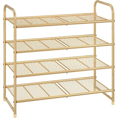 Simple Trending 4-Tier Stackable Shoe Rack Golden Yellow
