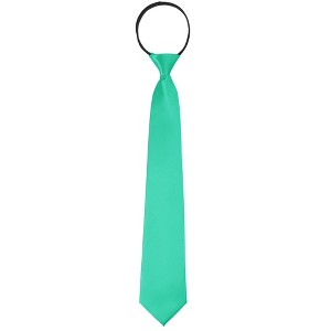 INSPIRE CHIC Men's Solid Color Satin Shine Pre-tied Knot Zipper Ties - 1 of 4