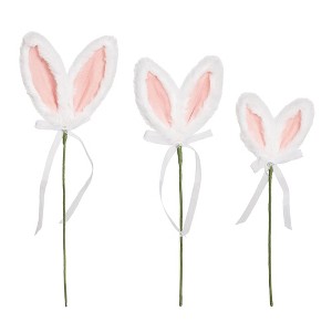 Transpac Plush Easter Ears Picks Set of 3 Cute Home Decorations for Easter Festivities and Spring Celebrations - 1 of 1