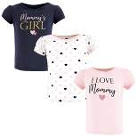 Hudson Baby Infant Girl Short Sleeve T-Shirts, Girl Mommy Pink Navy