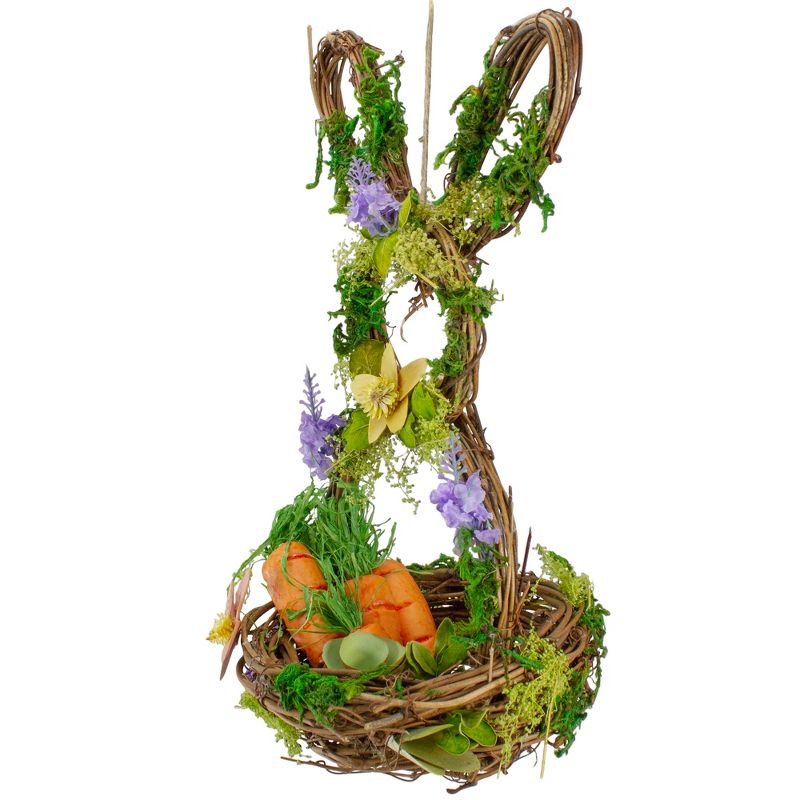 Northlight 14.5" Brown and Green Artificial Floral Bunny Shaped Basket, 4 of 6