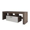 Chic Crate - Modern TV Media Console w/ Tempered Glass & RGB LED - Quick Assembly Floor-to-Wall Design - Espresso & White - 4 of 4