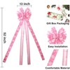Aoibox Christmas Tree Topper Bow 52x13 Inch Pink Snowflake Patterned Polyester 1 Piece Prewired for Wreaths Holiday Indoor Outdoor Decor - 2 of 4