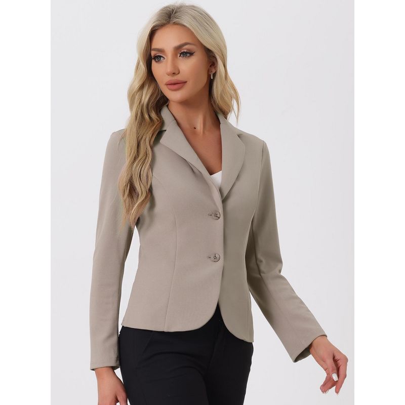 Allegra K Women's Elegant Work Office Lapel Collar Button Down Stretch Suit Blazer, 2 of 6