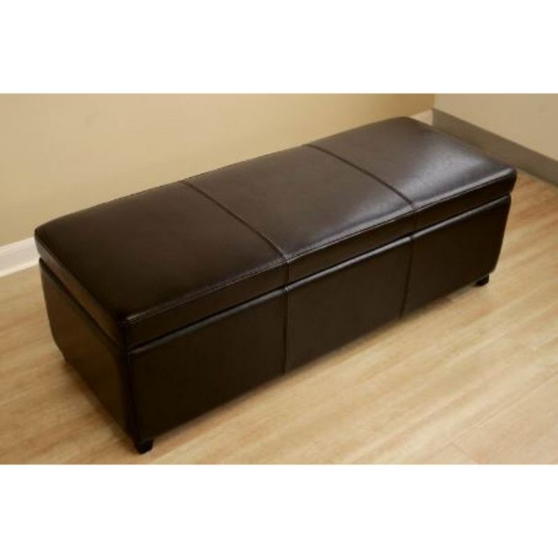 Full Faux Leather Storage Bench Ottoman with Stitching Dark Brown - Baxton Studio, 4 of 6