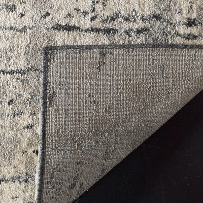 Abstract Shag Black Synthetic 2'3" X 7' Hand-Knotted Runner Rug