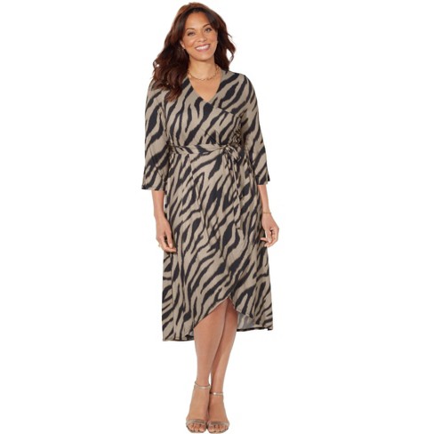 Catherines Women's Plus Size Petite Easy Faux Wrap Dress - image 1 of 4