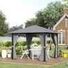 Outsunny 9.7' x 9.7' Patio Gazebo Aluminum Frame Outdoor Canopy Shelter with Sidewalls, Vented Roof for Garden, Lawn, Backyard, and Deck, Gray - 2 of 4