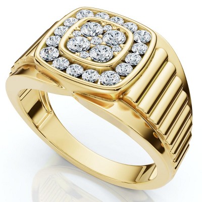Pompeii3 1/2Ct Men's Everett Diamond Wedding Ring 10k Gold Anniversary Band Lab Created